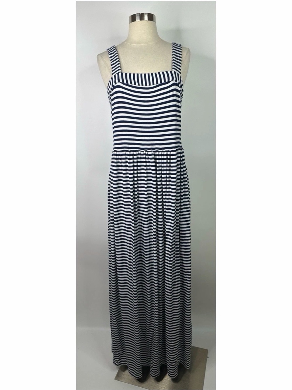 Loft Nautical Navy and White Striped Maxi Dress - Sleeveless Square Neck